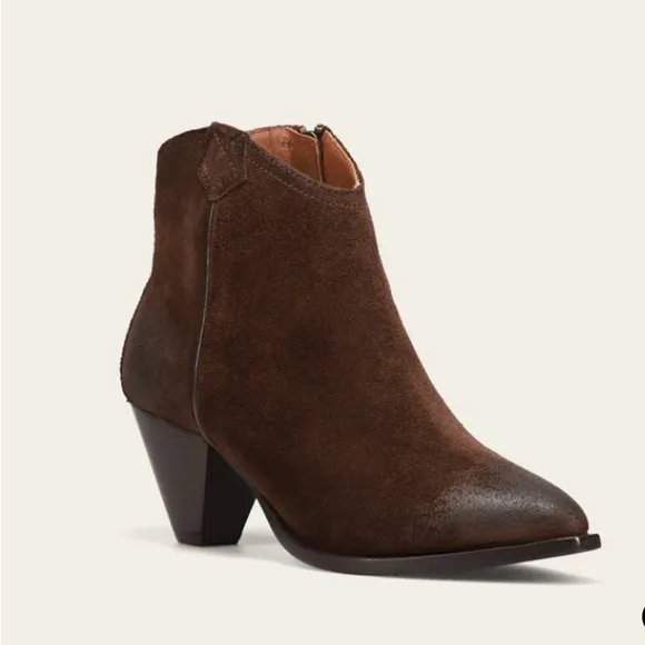 Frye June Western Shootie Brown Suede Ankle Boots size 7