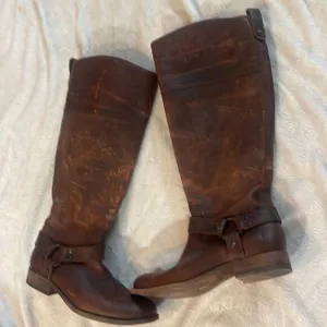 Frye leather chestnut cognac brown riding boots size 7