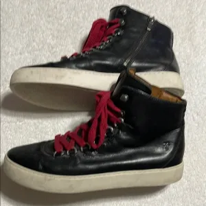 FRYE LENA HIKING Sneaker Boots Black Leather High-Tops Size 10