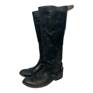 Frye Melissa Black Leather Tall Riding Boots Back Zip Size 5.5 Made In Mexico