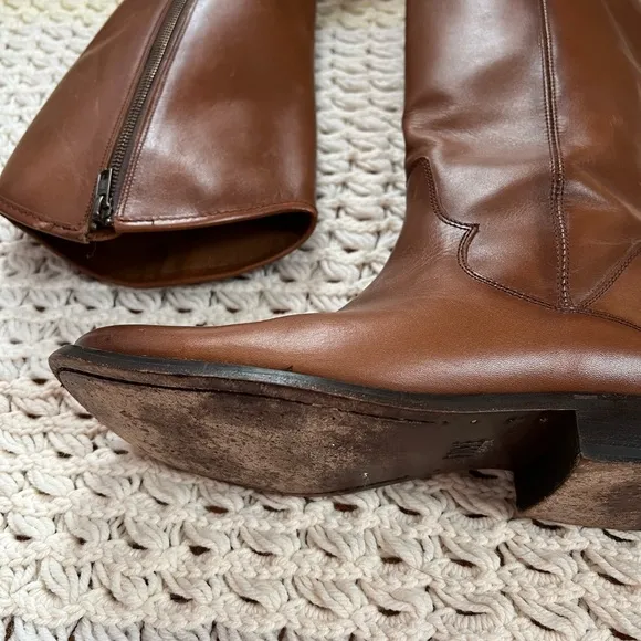FRYE Melissa Brown Leather Riding Boots Full Zipper Size 8