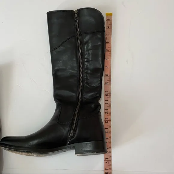 Frye Melissa Button inside zip black riding leather boots