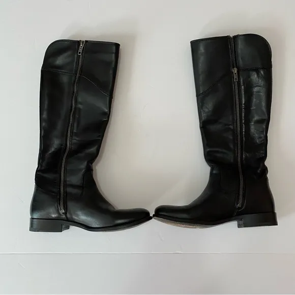 Frye Melissa Button inside zip black riding leather boots