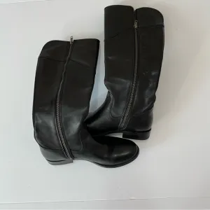Frye Melissa Button inside zip black riding leather boots