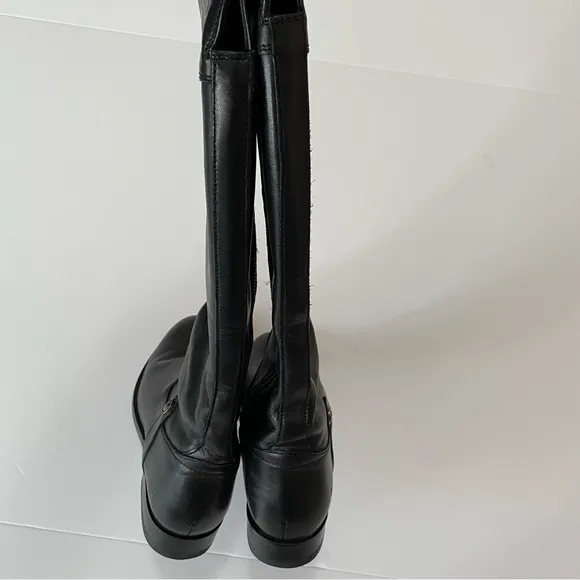 Frye Melissa Button inside zip black riding leather boots
