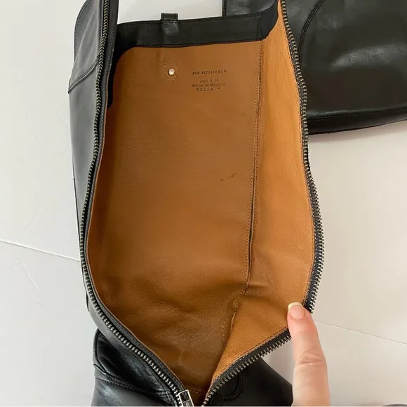 Frye Melissa Button inside zip black riding leather boots
