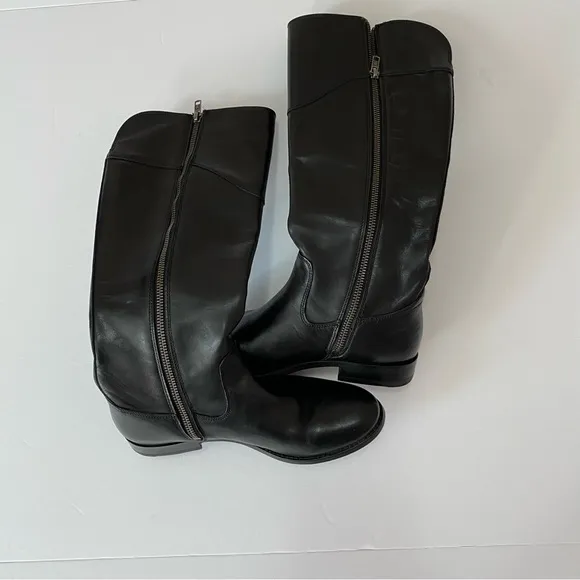 Frye Melissa Button inside zip black riding leather boots