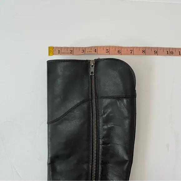 Frye Melissa Button inside zip black riding leather boots