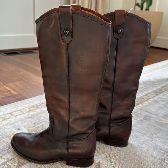 Frye Melissa Button Leather Riding Boots Size 6.5