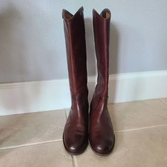 Frye Melissa Button Riding Boots Womens Cognac Brown Pull On 15&quot; Tall Size 6.5