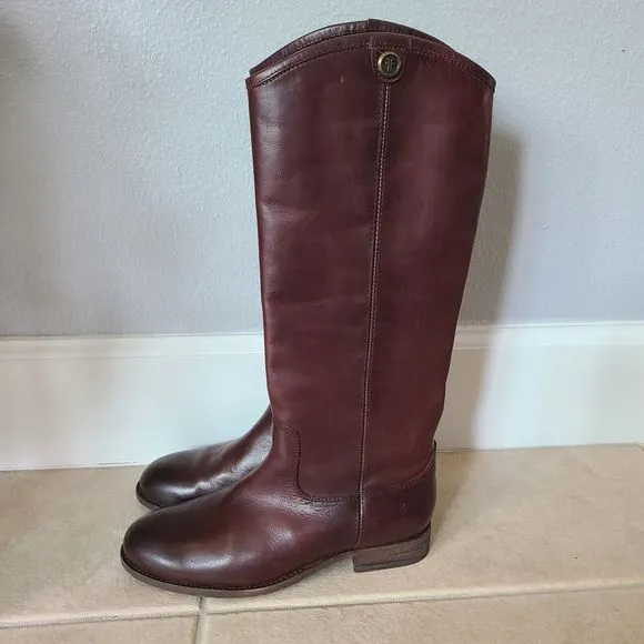 Frye Melissa Button Riding Boots Womens Cognac Brown Pull On 15&quot; Tall Size 6.5