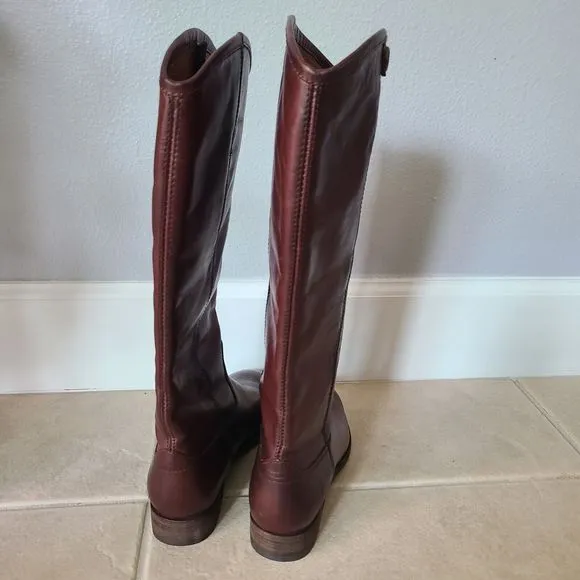 Frye Melissa Button Riding Boots Womens Cognac Brown Pull On 15&quot; Tall Size 6.5