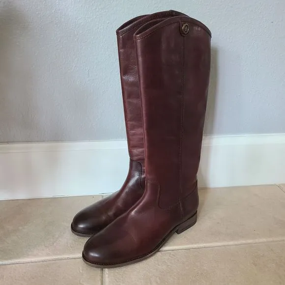 Frye Melissa Button Riding Boots Womens Cognac Brown Pull On 15&quot; Tall Size 6.5