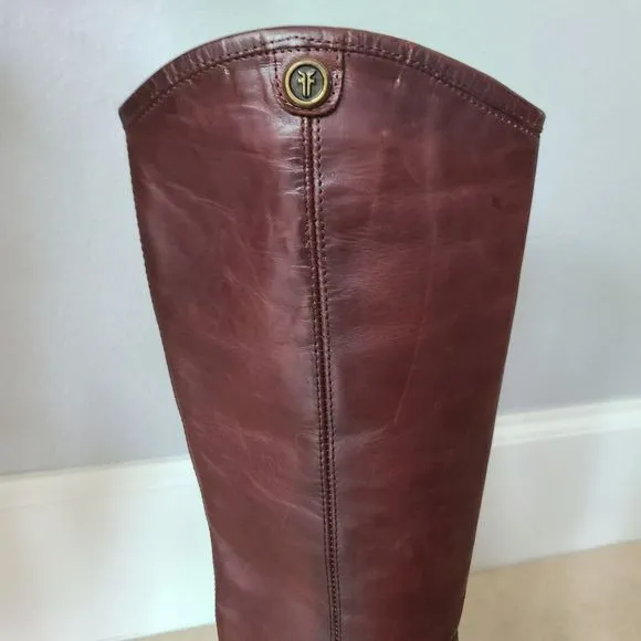 Frye Melissa Button Riding Boots Womens Cognac Brown Pull On 15&quot; Tall Size 6.5
