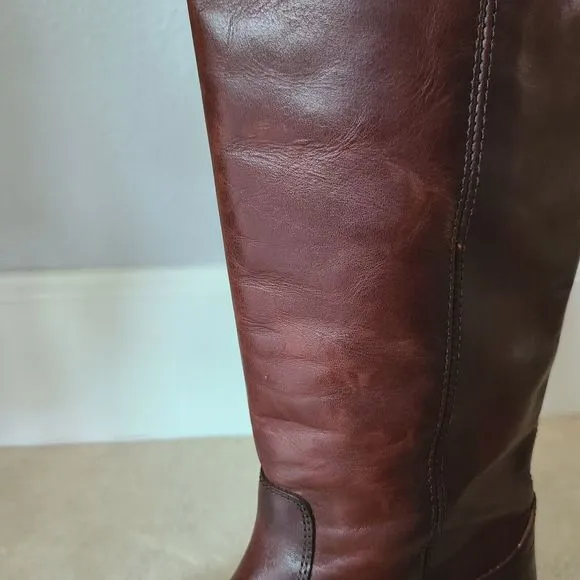 Frye Melissa Button Riding Boots Womens Cognac Brown Pull On 15&quot; Tall Size 6.5