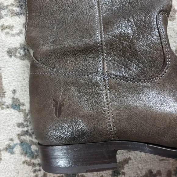 FRYE Melissa Leather knee high tall riding dark brown gray Boots Size 8