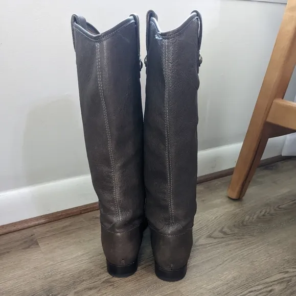 FRYE Melissa Leather knee high tall riding dark brown gray Boots Size 8