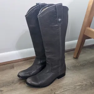FRYE Melissa Leather knee high tall riding dark brown gray Boots Size 8