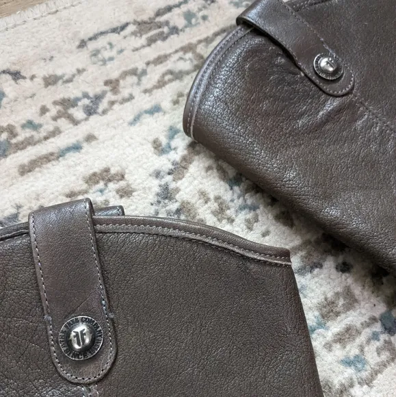 FRYE Melissa Leather knee high tall riding dark brown gray Boots Size 8