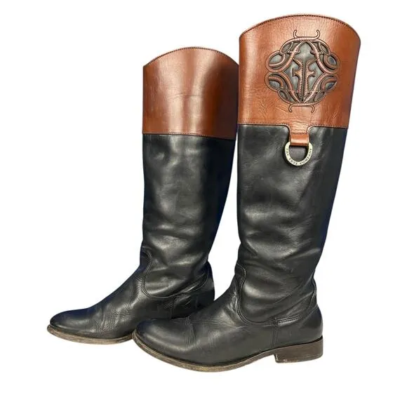 Frye Melissa Logo Tall Riding Boots Size 7.5