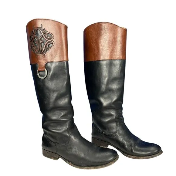 Frye Melissa Logo Tall Riding Boots Size 7.5