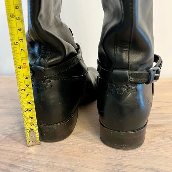 Frye Melissa Seam Tall Black Leather Riding Knee-High Boots