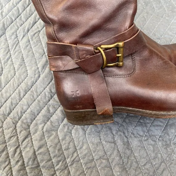 Frye Melissa Tall Harness Leather Riding Boot Brown