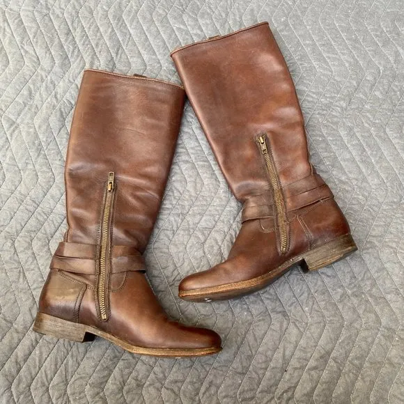 Frye Melissa Tall Harness Leather Riding Boot Brown
