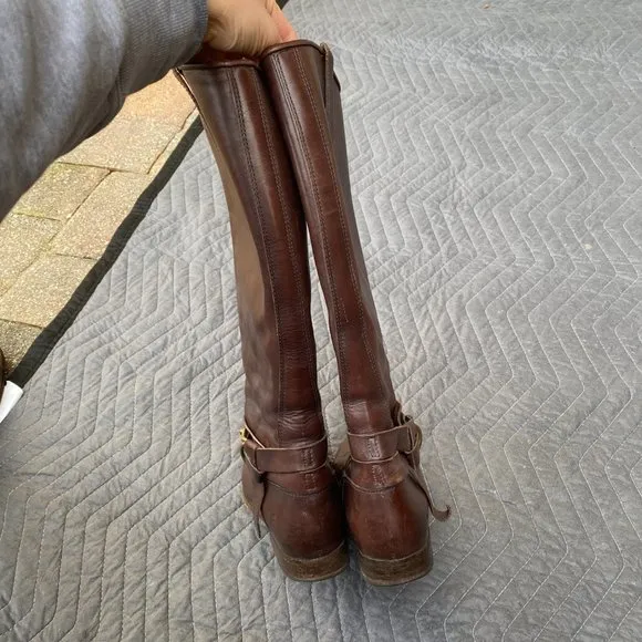 Frye Melissa Tall Harness Leather Riding Boot Brown