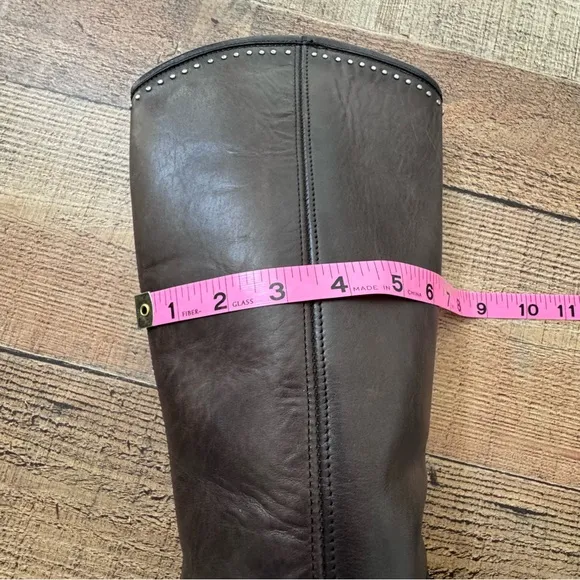 FRYE MELISSA Tall Western Riding Boots Brown Leather Silver Stud Knee High Sz 7