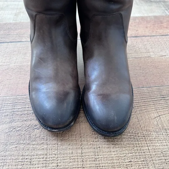FRYE MELISSA Tall Western Riding Boots Brown Leather Silver Stud Knee High Sz 7