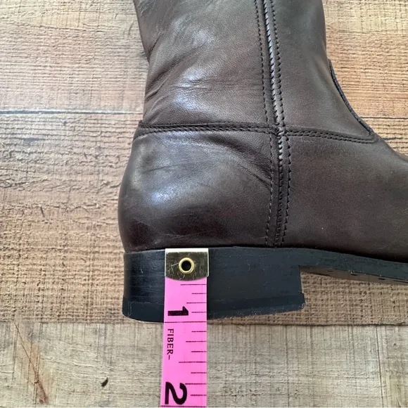 FRYE MELISSA Tall Western Riding Boots Brown Leather Silver Stud Knee High Sz 7