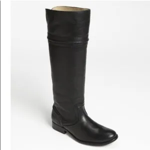 FRYE Melissa Trapunto Tall Riding Leather Boots Black Size 7
