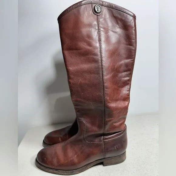 Frye Melissa Button 2 Womens 9B Redwood Brown Leather Riding Boots