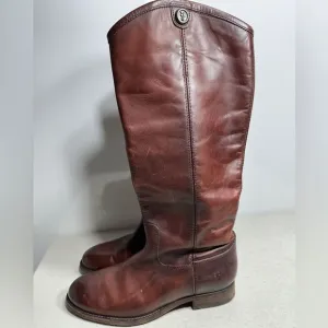 Frye Melissa Button 2 Womens 9B Redwood Brown Leather Riding Boots