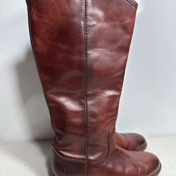 Frye Melissa Button 2 Womens 9B Redwood Brown Leather Riding Boots