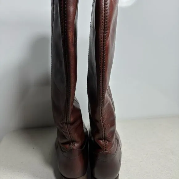 Frye Melissa Button 2 Womens 9B Redwood Brown Leather Riding Boots