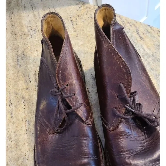 Frye  Men's 8.5D Brown Chukka Leather Lace up Boots Distressed