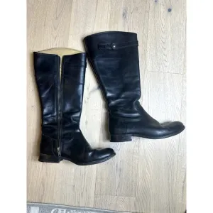 Frye Molly Button Black Leather Riding Boots Tall Knee High Size 7.5