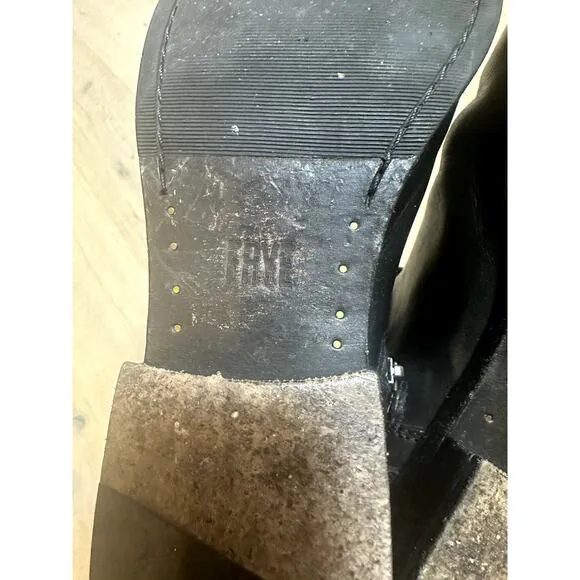 Frye Molly Button Black Leather Riding Boots Tall Knee High Size 7.5
