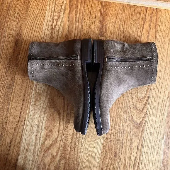 FRYE 'NATALIE' 4001 Double Zip‎ Studded Chesnut Suede Boots Sz 7