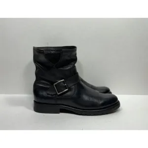 Frye Natalie Engineer Short Ankle Boots Womens Size 7.5 B  Black Leather Biker