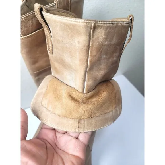 Frye Paige Tall Riding Brown Leather Knee-High Western Cowboy Boots Size 8.5B