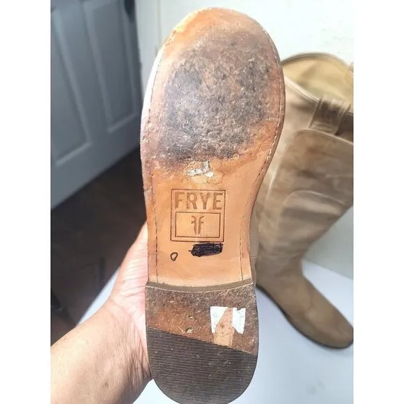 Frye Paige Tall Riding Brown Leather Knee-High Western Cowboy Boots Size 8.5B
