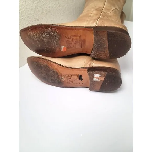 Frye Paige Tall Riding Brown Leather Knee-High Western Cowboy Boots Size 8.5B