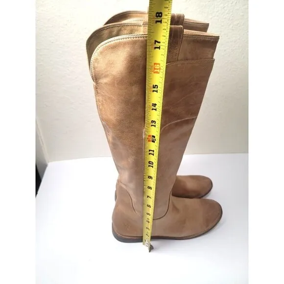 Frye Paige Tall Riding Brown Leather Knee-High Western Cowboy Boots Size 8.5B