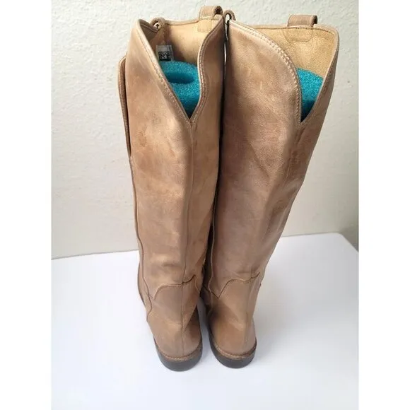 Frye Paige Tall Riding Brown Leather Knee-High Western Cowboy Boots Size 8.5B