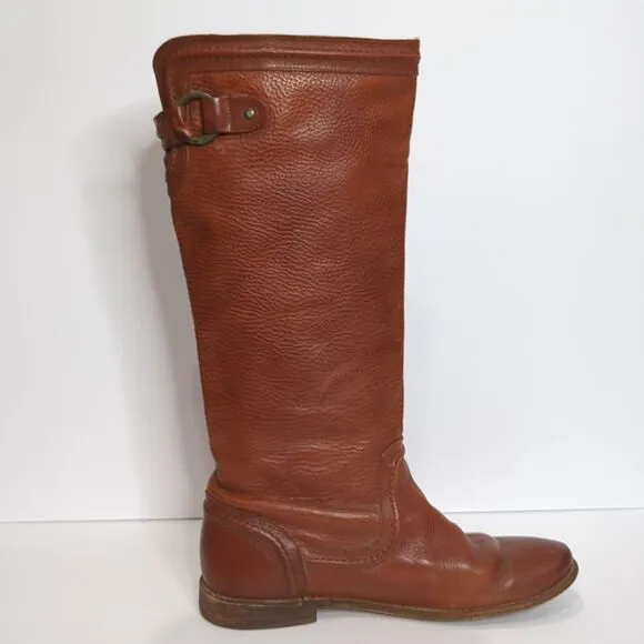 Frye Paige Trapunto #76140 Brown Leather Womens Riding Boots Size 10B