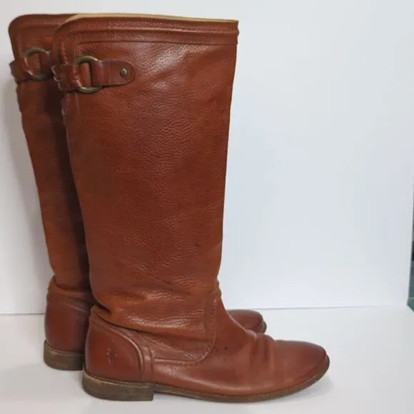 Frye Paige Trapunto #76140 Brown Leather Womens Riding Boots Size 10B