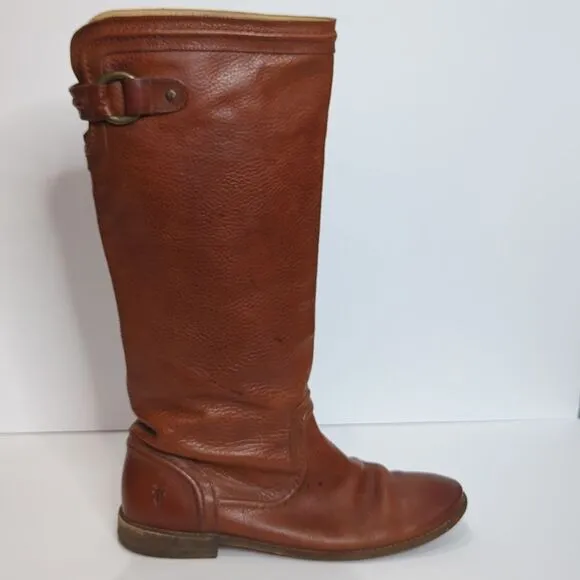 Frye Paige Trapunto #76140 Brown Leather Womens Riding Boots Size 10B